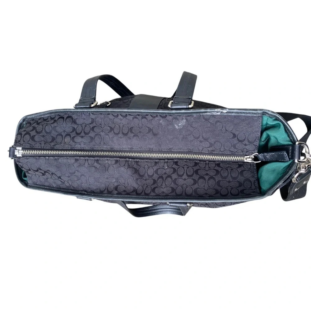Coach Black Baby Bag with Textured Material and Sturdy‎ Handles signature